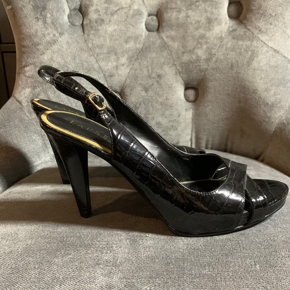 Shoes - Ralph Lauren black patent leather sandals. Size 9.